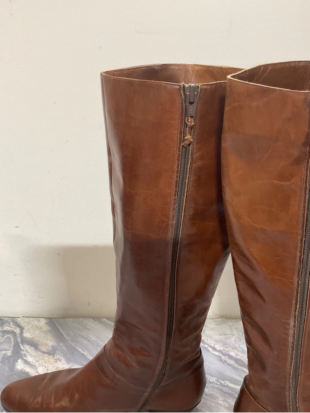 Vintage Salvatore Ferragamo Rallina Brown Calf Leather Tall Riding Boots 9/5 - Picture 10 of 12